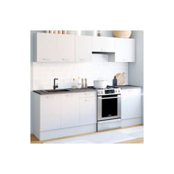Idmarket - Cocina subtil completa de 240 cm con encimera blanca de 7 elementos y tapa de hormigón