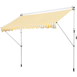 Easycomfort tenda da sole a bracci 3x1.5m con manovella e struttura telescopica, giallo e bianco