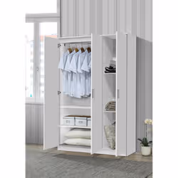 Meublorama PR-BURDUR-TR-WR3D-52D WH*3C/89KG armadio/guardaroba per camera da letto 4 ripiani 3 porta/porte - Vista aggiuntiva 3