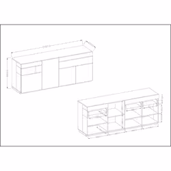 Meublorama DS-HA-SILKE-241NGY25*2C/82KG credenza per soggiorno 4 porta/porte - Vista aggiuntiva 5