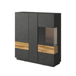 Meublorama HA-SILKE-241NGY46+LED-2400AO01-*3C/68KG credenza per soggiorno 3 porta/porte