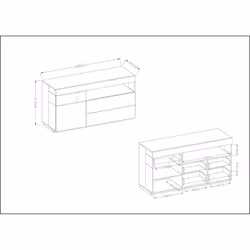 Meublorama DS-HA-SILKE-241NGY47+LED-2400AO01*3C/69KG credenza per soggiorno 1 porta/porte - Vista aggiuntiva 4