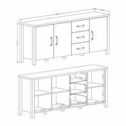 Meublorama DS-HA-OLIN-24ABJC47*2C/77KG credenza per soggiorno 3 porta/porte - Vista aggiuntiva 5