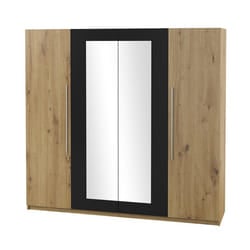 Meublorama DS-HA-VERA-CHENE-ET-NOIR-22RCDH20*4C/177KG armadio/guardaroba per camera da letto 5 ripiani 4 porta/porte
