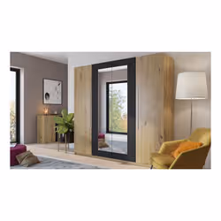 Meublorama DS-HA-VERA-CHENE-ET-NOIR-22RCDH20*4C/177KG armadio/guardaroba per camera da letto 5 ripiani 4 porta/porte - Vista aggiuntiva 4