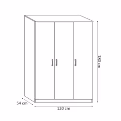 Meublorama DS-RU-RAY-6310-2*2C/83KG armadio/guardaroba per camera da letto 5 ripiani 3 porta/porte - Vista aggiuntiva 4