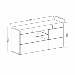 Meublorama HA-TOLEDO-2494DW26+LED-2400AO01*3C/69KG credenza per soggiorno 3 porta/porte - Vista aggiuntiva 2