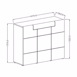 Meublorama HA-TOLEDO-2494DW76*2C/85KG credenza per soggiorno 3 porta/porte - Vista aggiuntiva 2