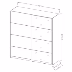 Meublorama DS-HA-BETA-22W01656*4C/166KG armadio/guardaroba per camera da letto 5 ripiani 2 porta/porte - Vista aggiuntiva 6