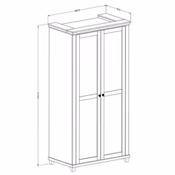 Meublorama HA-EVORA-24ZRJU18*2C/92KG armadio/guardaroba per camera da letto 1 ripiani 2 porta/porte - Vista aggiuntiva 2