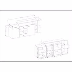 Meublorama HA-BOTA-24AHFG27*2C/70KG credenza per soggiorno 2 porta/porte - Vista aggiuntiva 2