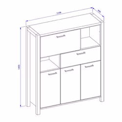 Meublorama DS-HA-AKTIV-24TWLK46+LED-25MTBI51*4C/88KG credenza per soggiorno 4 porta/porte - Vista aggiuntiva 4