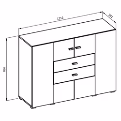 Meublorama HA-COBY-247JMB43*2C/52KG credenza per soggiorno 2 porta/porte - Vista aggiuntiva 3