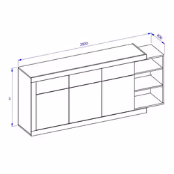 Meublorama HA-SINTRA-24BSKS25*2C/87KG credenza per soggiorno 3 porta/porte - Vista aggiuntiva 3