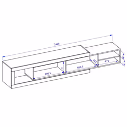 Meublorama DS-HA-SINTRA-24BSKS40-*2C/62KG supporto TV e sistema audio 1 ripiani - Vista aggiuntiva 3