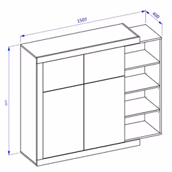Meublorama HA-SINTRA-24BSKS45*2C/81KG credenza per soggiorno 3 porta/porte - Vista aggiuntiva 2