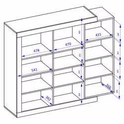 Meublorama HA-SINTRA-24BSKS45*2C/81KG credenza per soggiorno 3 porta/porte - Vista aggiuntiva 3