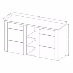 Meublorama HA-LARONA-24XCDZ26*2C/48KG credenza per soggiorno 2 porta/porte - Vista aggiuntiva 2