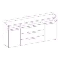Meublorama HA-INDIA-24B0DE25+LED-23KK0004*3C/74KG credenza per soggiorno 2 porta/porte - Vista aggiuntiva 2