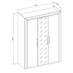 Meublorama HA-ARNO-2497LF19*4C/149KG armadio/guardaroba per camera da letto 5 ripiani 3 porta/porte - Vista aggiuntiva 4