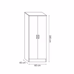 Meublorama RU-RAY-6403-1*1C/44KG armadio/guardaroba per camera da letto 4 ripiani 2 porta/porte - Vista aggiuntiva 3