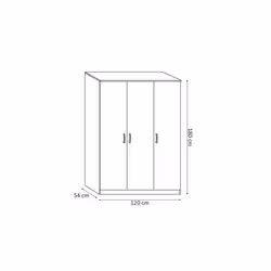 Meublorama RU-RAY-6310-5*2C/82,7KG armadio/guardaroba per camera da letto 4 ripiani 3 porta/porte - Vista aggiuntiva 3