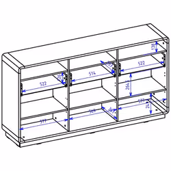 Meublorama HA-ASTON-24TWLH26*2C/86KG credenza per soggiorno 3 porta/porte - Vista aggiuntiva 2