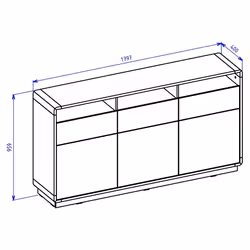 Meublorama HA-ASTON-24TWLH26*2C/86KG credenza per soggiorno 3 porta/porte - Vista aggiuntiva 3