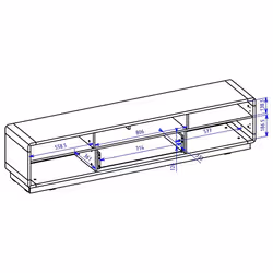 Meublorama HA-ASTON-24TWLH40*2C/57KG supporto TV e sistema audio 1 cassetto/cassetti 2 ripiani - Vista aggiuntiva 4