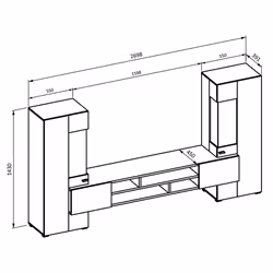 Meublorama DS-HA-COBY-24WNMB10*3C/116KG supporto TV e sistema audio 6 ripiani - Vista aggiuntiva 2