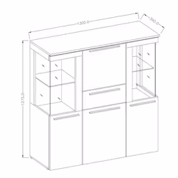 Meublorama HA-INDIA-24B0DE46*2C/80KG credenza per soggiorno 4 porta/porte - Vista aggiuntiva 2