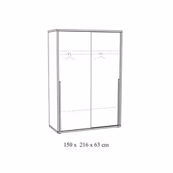 Meublorama NT-CASPER-CASS15*4C/167KG armadio/guardaroba per camera da letto 4 ripiani 2 porta/porte - Vista aggiuntiva 3