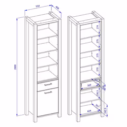 Meublorama DS-HA-AKTIV-24TWLK05+LED-25MTBI49*3C/61KG credenza per soggiorno 1 porta/porte - Vista aggiuntiva 2