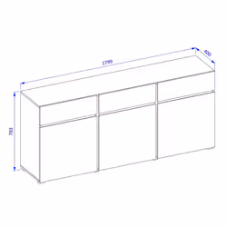 Meublorama HA-CROSS-24GWMY43*2C/67KG credenza per soggiorno 3 porta/porte - Vista aggiuntiva 4
