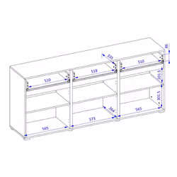 Meublorama HA-CROSS-24GWMY43*2C/67KG credenza per soggiorno 3 porta/porte - Vista aggiuntiva 5