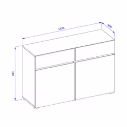 Meublorama HA-CROSS-24GWMY45-*1C/43KG credenza per soggiorno 2 porta/porte - Vista aggiuntiva 4