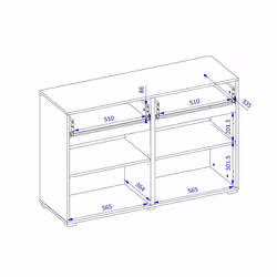 Meublorama HA-CROSS-24GWMY45-*1C/43KG credenza per soggiorno 2 porta/porte - Vista aggiuntiva 5
