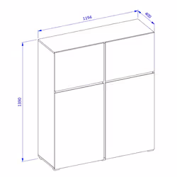 Meublorama HA-CROSS-24GWMY76*2C/63KG credenza per soggiorno 4 porta/porte - Vista aggiuntiva 4