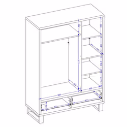 Meublorama HA-HALLE-24N0NG19*5C/188KG armadio/guardaroba per camera da letto 4 ripiani 3 porta/porte - Vista aggiuntiva 5
