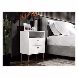 Meublorama MK-HIGH-HH-U11400/U11400-22-B*1C/16KG comodino 2 cassetto/cassetti Bianco - Vista aggiuntiva 2