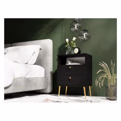 Meublorama MK-HIGH-HH-U12001/U12001-22-B*1C/16KG comodino 2 cassetto/cassetti Nero - Vista aggiuntiva 2