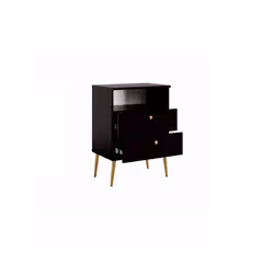 Meublorama MK-HIGH-HH-U12001/U12001-22-B*1C/16KG comodino 2 cassetto/cassetti Nero - Vista aggiuntiva 3