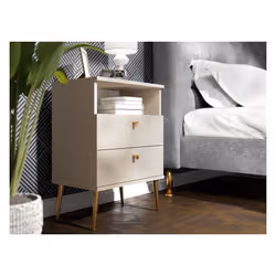 Meublorama MK-HIGH-HH-U15086/U15086-22-B*1C/16KG comodino 2 cassetto/cassetti Beige - Vista aggiuntiva 2