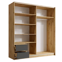 Meublorama MK-URIEL-U1-R20315/U12257-11-B*4C/146KG armadio/guardaroba per camera da letto 5 ripiani 2 porta/porte - Vista aggiuntiva 3