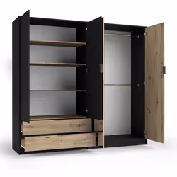 Meublorama MK-UPSALA-UL-U12007/R20315-12II-B*5C/166KG armadio/guardaroba per camera da letto 3 ripiani 4 porta/porte - Vista aggiuntiva 2