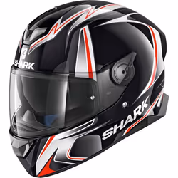 Shark Skwal 2 Replica Sykes Casco bianco LED, nero-bianco-rosso, dimensione XS per uomo