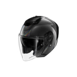 Shark RS Jet Carbon Ikonik Casco Jet, nero-argento, dimensione XL per uomo