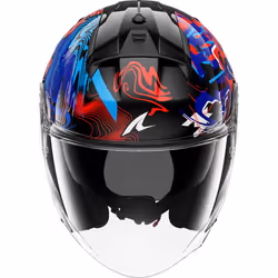 Shark Skwal Jet Pranz Casco Jet, nero-carbone-rosso-blu, dimensione M per uomo