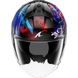 Shark Skwal Jet Pranz Casco Jet, nero-carbone-rosso-blu, dimensione M per uomo