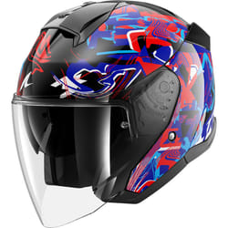 Shark Skwal Jet Pranz Casco Jet, nero-carbone-rosso-blu, dimensione XL per uomo